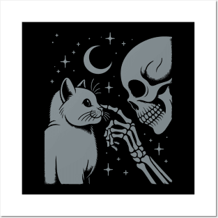 Mystical Black Cute Cat Skeleton Hand Boop Karma Cat Lovers Posters and Art